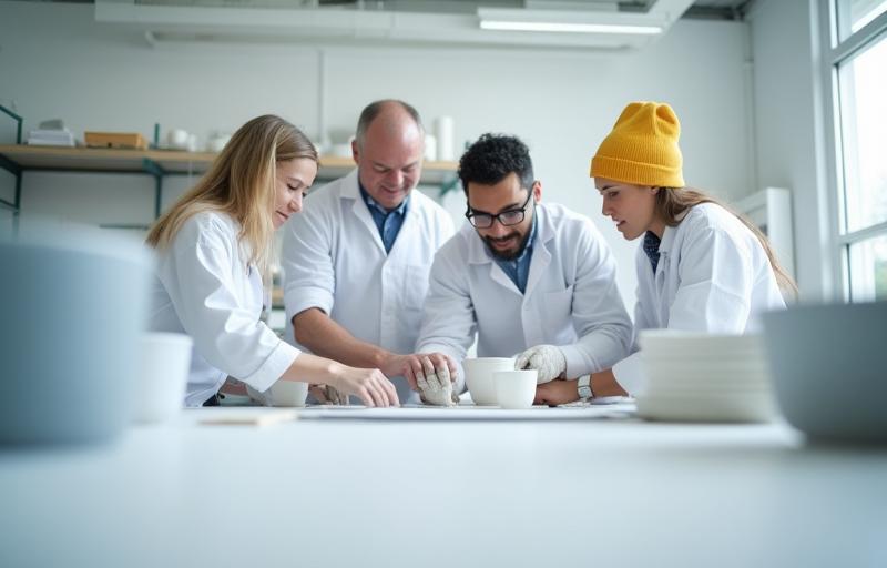 Team members of Holland Porselein Fabriek gathering in the workshop